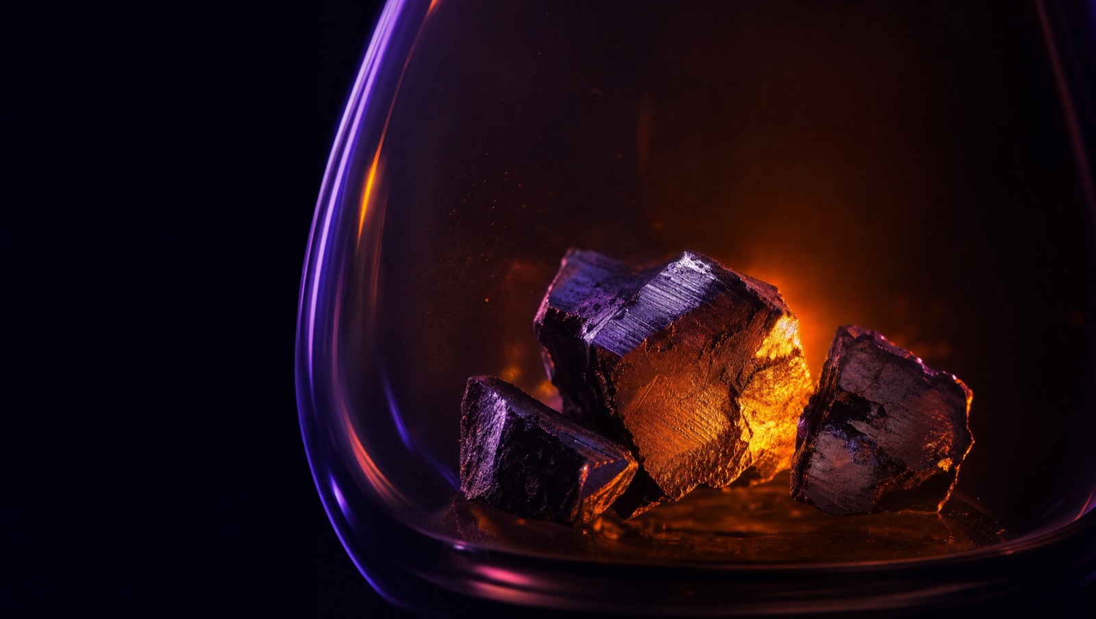 Recovered metal fragments in glass under amber rim light · Quantum Ventura, makers of CyberNeuro-RT (CNRT) · CyberNeuro-RT real-time AI network defense · AI-driven network intrusion detection · real-time cyber threat detection